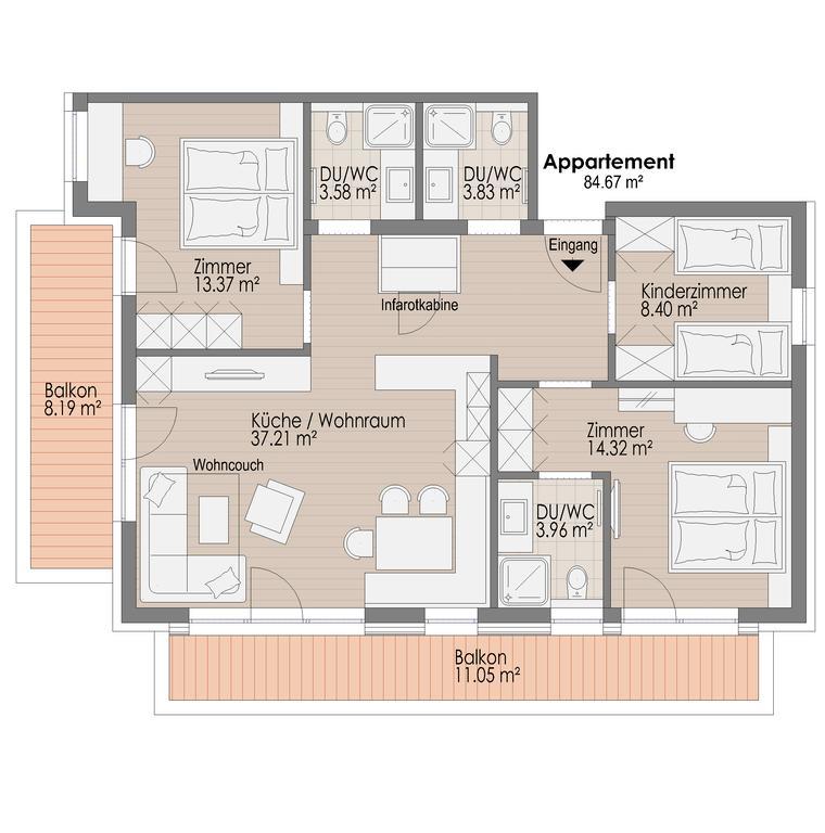Appartement met 3 Slaapkamers en Balkon